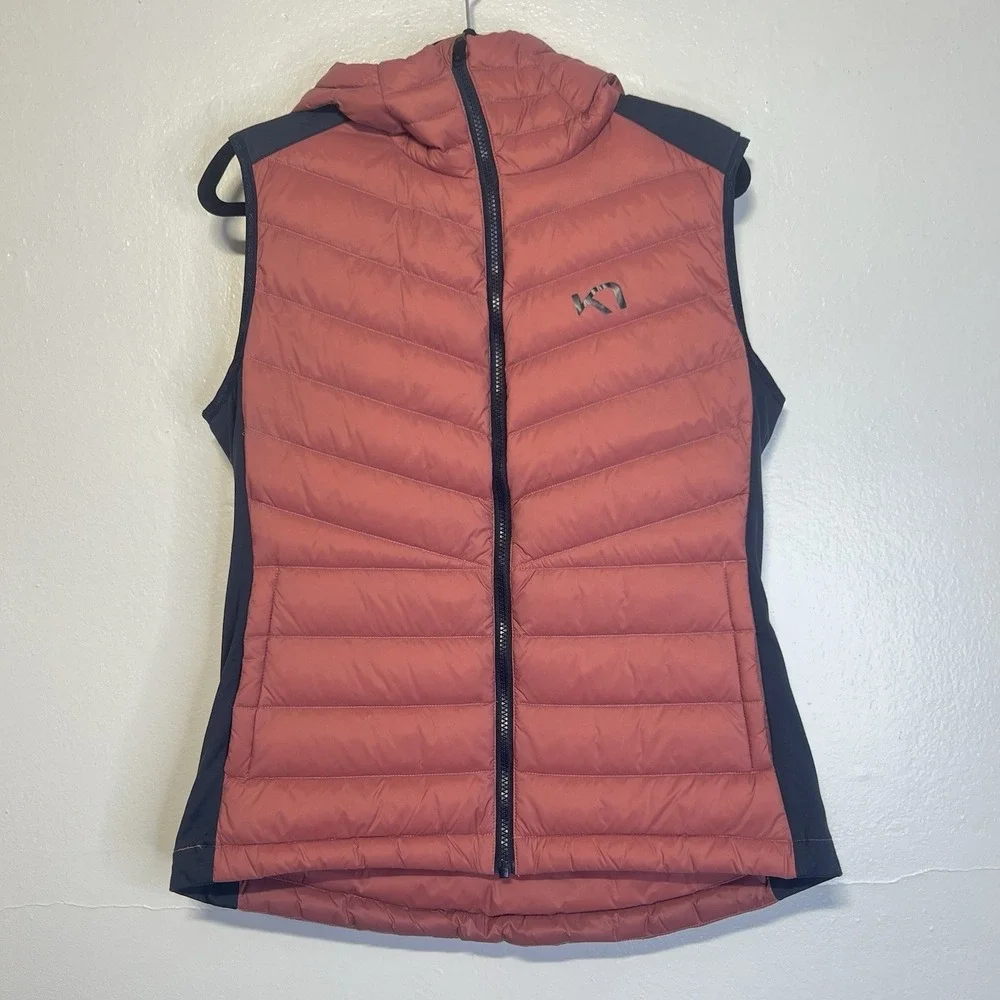 Kari Traa Eva Hybrid Down Vest‎ Women L  Hooded Puffer Quilted Insulated